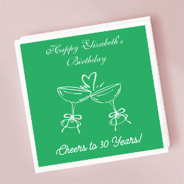 Moderne groene juichen tot 30 jaar verjaardag serv servet