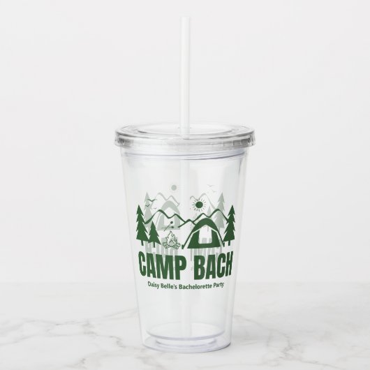 Moderne Groene Kamp Bachelorette Weekend Acryl Drinkbeker (Voorkant)