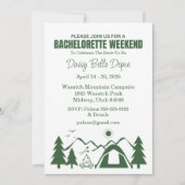 Moderne Groene Kamp Bachelorette Weekend Kaart (Voorkant)