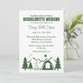 Moderne Groene Kamp Bachelorette Weekend Kaart (Staand voorkant)