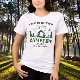 Moderne Groene Kamp Bachelorette Weekend Tri-Blend Shirt