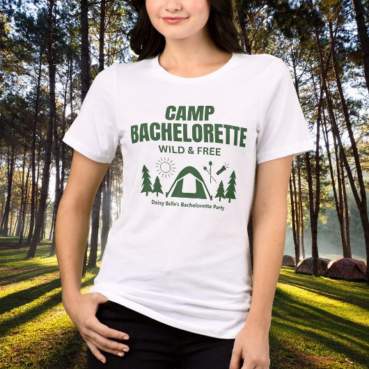 Moderne Groene Kamp Bachelorette Weekend Tri-Blend Shirt