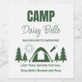 Moderne Groene Kamp Bachelorette Weekend Wijn Etiket (Enkel label)