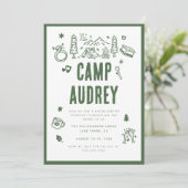 Moderne Groene Kamp Bruid Bachelorette Weekend Kaart (Staand voorkant)