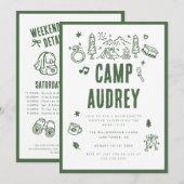 Moderne Groene Kamp Bruid Bachelorette Weekend Kaart (Voorkant / Achterkant)