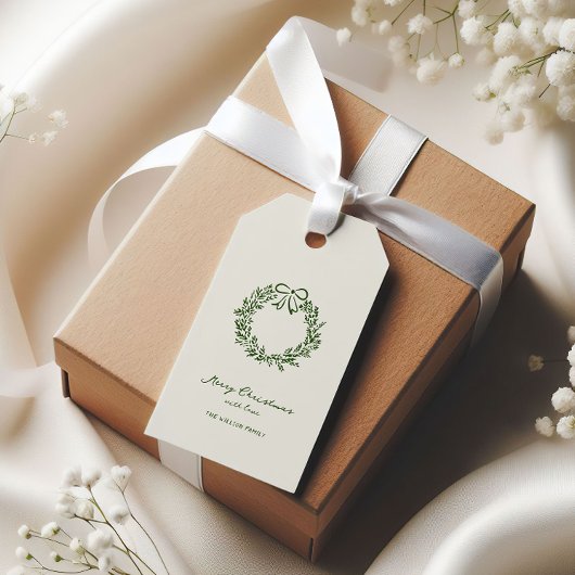 Moderne groene kerst grillig cadeaulabel