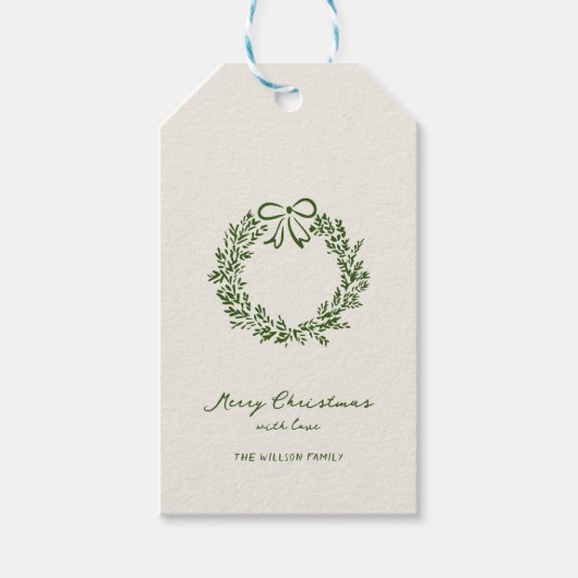 Moderne groene kerst grillig cadeaulabel (Voorkant)
