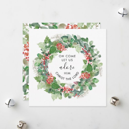 Moderne Groene Kerst Religieus  Feestdagenkaart (Voorkant / Achterkant in situ)