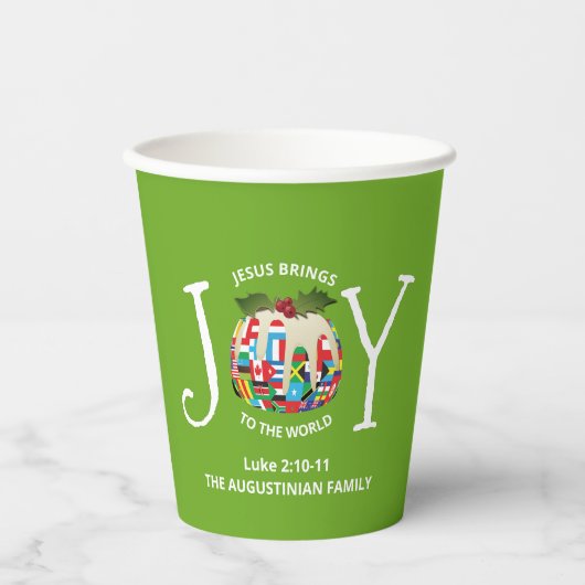 Moderne groene kerstavond op de wereld papieren bekers (Voorkant)