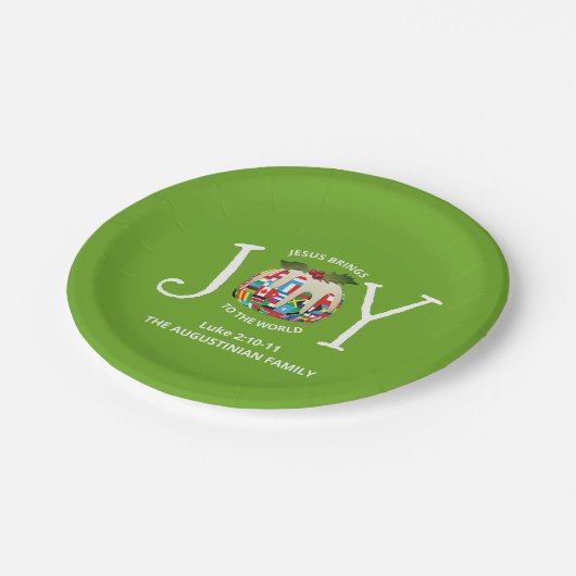 Moderne groene kerstavond op de wereld papieren bordje (Gekanteld)