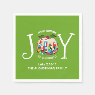 Moderne groene kerstavond op de wereld servet