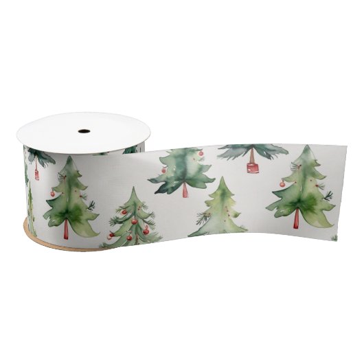 Moderne groene kerstbomen satijnen lint (Spoel)