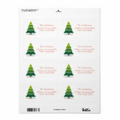 Moderne groene kerstboom etiket (Full Sheet)
