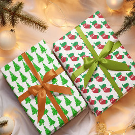 Moderne Groene Kerstboom Kous Hulst Inpakpapier Vel
