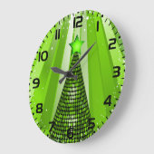 Moderne groene kerstboom met ster grote klok (Hoek)