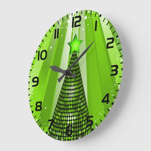 Moderne groene kerstboom met ster grote klok (Hoek)