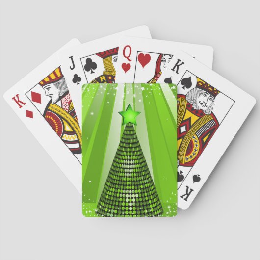 Moderne groene kerstboom met ster pokerkaarten (Achterkant)