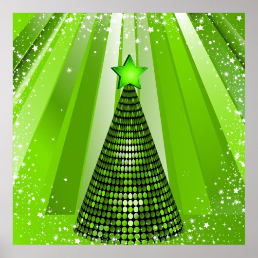 Moderne groene kerstboom met ster poster (Voorkant)