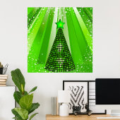 Moderne groene kerstboom met ster poster