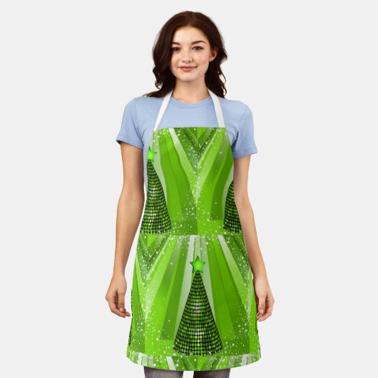 Moderne groene kerstboom met ster schort (Gedragen)