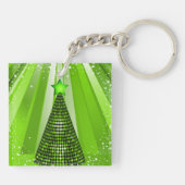 Moderne groene kerstboom met ster sleutelhanger (Achterkant)