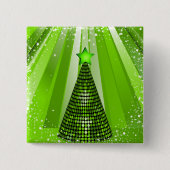 Moderne groene kerstboom met ster vierkante button 5,1 cm (Voorkant)