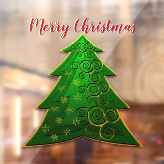 Moderne groene kerstboom raamsticker (Vel 2)
