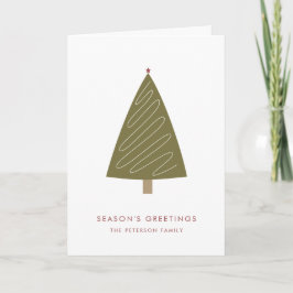 Moderne Groene Kerstboom & Rode Ster Eenvoudig Feestdagen Kaart