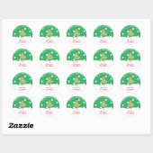 Moderne groene kerstboom ronde sticker (Vel)