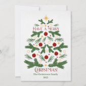 Moderne groene kerstboom vakantie Kaart (Voorkant)