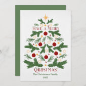 Moderne groene kerstboom vakantie Kaart (Voorkant / Achterkant)