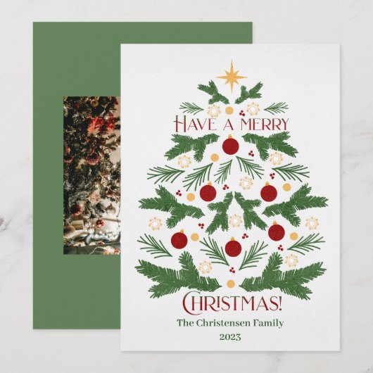Moderne groene kerstboom vakantie Kaart (Voorkant / Achterkant)