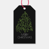 Moderne, groene kerstboom, vrolijk kerstfeest cadeaulabel (Voorkant)