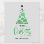 Moderne Groene Kerstboom Wijn Etiket (Enkel label)