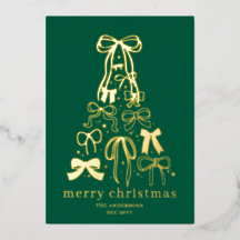 Moderne groene kerstfoto goud folie kaart