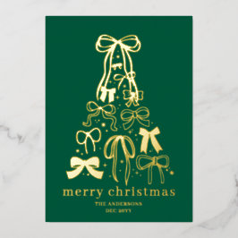Moderne groene kerstfoto goud folie kaart