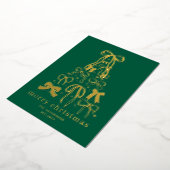 Moderne groene kerstfoto goud folie kaart (Gedraaid)