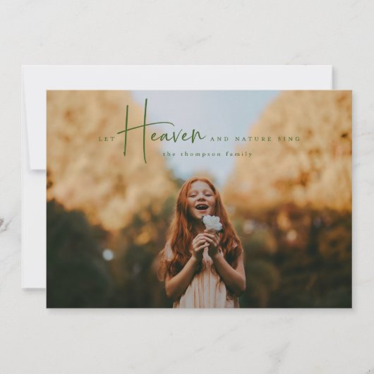 Moderne groene kerstkaart voor vakantiefoto's (Voorkant)