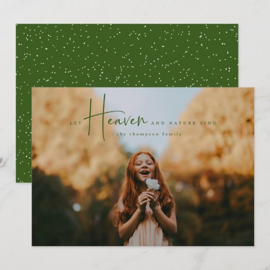 Moderne groene kerstkaart voor vakantiefoto's (Voorkant / Achterkant)