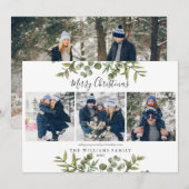 Moderne groene Kerstmis 4 Foto  Feestdagenkaart (Voorkant / Achterkant)