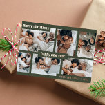 Moderne Groene Kerstmis Nieuwjaar Zes Fotocollage Folie Feestdagenkaart<br><div class="desc">Moderne Groene Kerst Nieuwjaar Zes Fotocollage Folie Vakantie Kaart. (Foto door Ketut Subiyanto op Pexels. Vervang het vriendelijk door uw eigen.)</div>