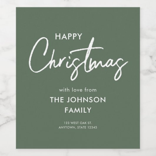 Moderne groene Kerstmis Wijn Etiket (Enkel label)