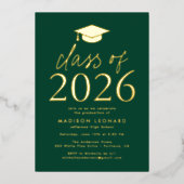 Moderne Groene Klasse van 2025 Graduation Party Folie Uitnodiging (Voorkant)