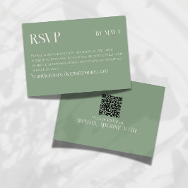 Moderne Groene Klassieke Trouw-RSVP met QR-code RSVP Kaartje