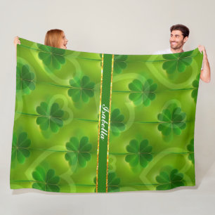 Moderne groene klaver 4 Lijsten Collectie Fleece Deken