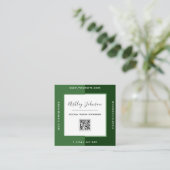 Moderne groene kleur blokkeert QR-code sociale med Vierkante Visitekaartje (Staand voorkant)