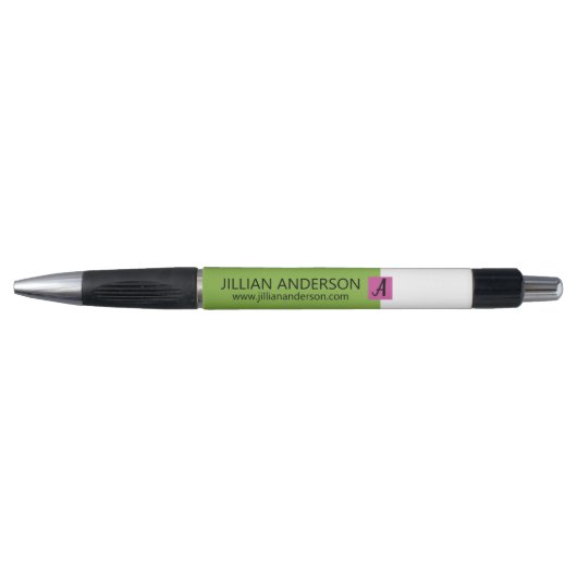 Moderne groene kleurblok-monogram pen (Voorkant)