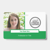 Moderne groene kleurenblokfotonaamtag badge (Voorzijde)