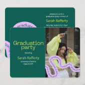 Moderne groene kleurrijke typografische uitnodigin kaart (Voorkant / Achterkant)