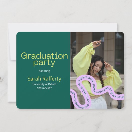 Moderne groene kleurrijke typografische uitnodigin kaart (Voorkant)